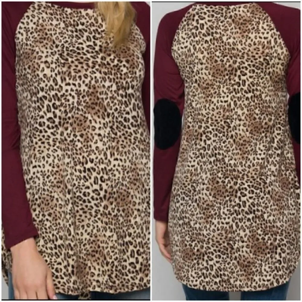 Animal print tunic with elbow patch on long - Picture 3 of 5